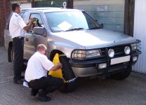 applying wheel clamp